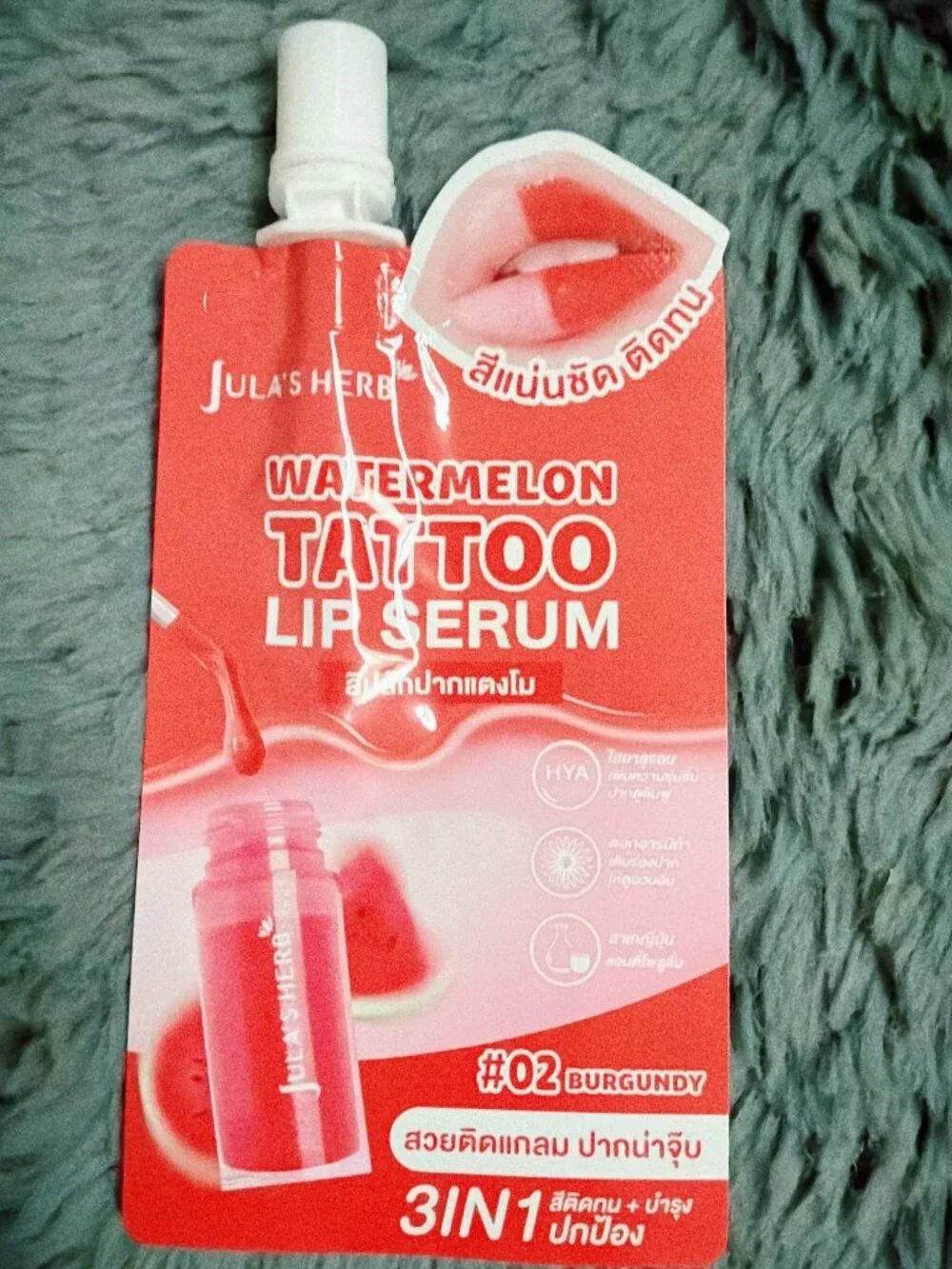 Jula's Herb Watermelon Tattoo Lip Serum #02 Burgundy 3-in-1 Tint Sachet 2g